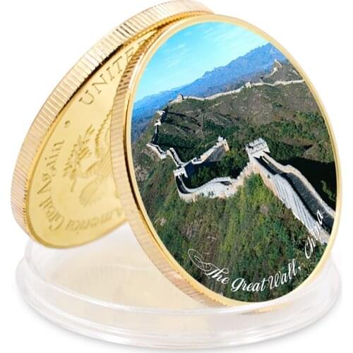 The Great Wall China Seven Wonders of World Gold Plated Challenge Coin 2021 New Year Gift Home Decor Collection