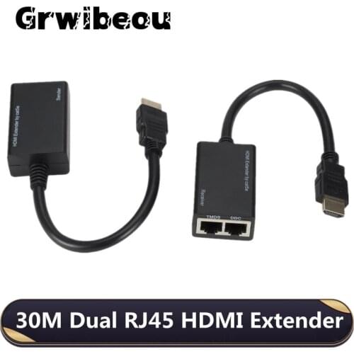 1 Pair RJ45 CAT5e CAT6 UTP LAN Ethernet HDMI-compatible Extender Repeater 1080P 3D 100ft(30M) Extension Cord for PS3 DVD HDTV