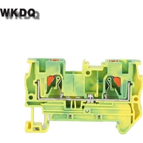 10pcs PT 4-PE Earth Ground Push In Actuating Lever Din Rail Terminal Block Connector
