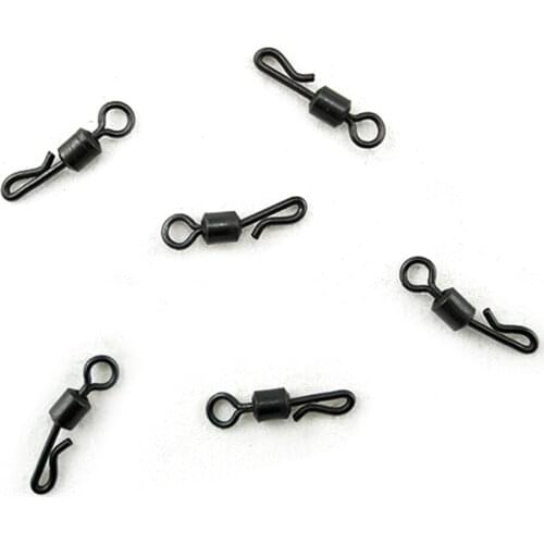 20Pcs Fishing Q-Shape Matt Black Color For CarpTackle Accessory UKsize 4# Quick Change Swivel Fishing Terminal
