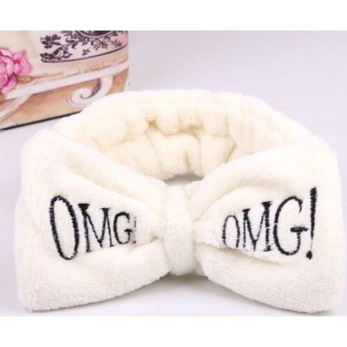 2019 New Letter OMG Coral Fleece Soft Plush Headbands Wash Face Headband Women Girls Holder Turban Hairbands Hair Braiders