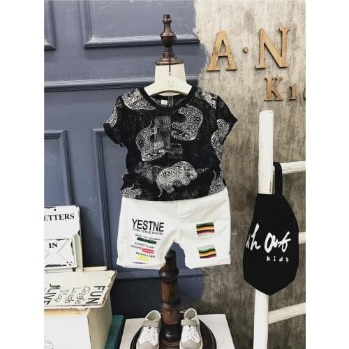 2020 2pcs Summer Baby Boy Children Causal Elephant Suit T-shirt + Shorts Boys Clothes Kids Clothes sets 2-7