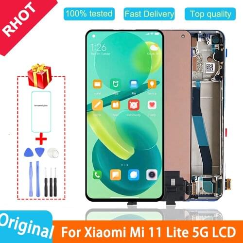 6.55" Original AMOLED LCD Display for Xiaomi Mi 11 Lite 4G / 5G LCD touch screen Digitizer For Mi 11 Lite M2101K9AG LCD Display