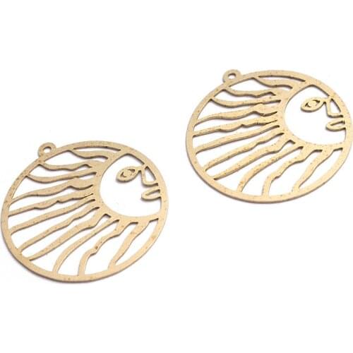 6pcs Earring Charms Raw Brass Sun Charm Sun Pendant Charms For DIY Bracelet Necklace Jewelry Making Supplies Wholesale