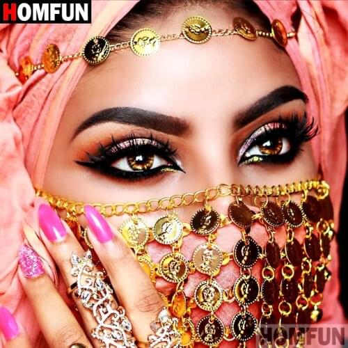 HOMFUN 5D DIY Diamond Painting Full Square/Round Drill "Masked woman" 3D Embroidery Cross Stitch gift Home Decor A09979