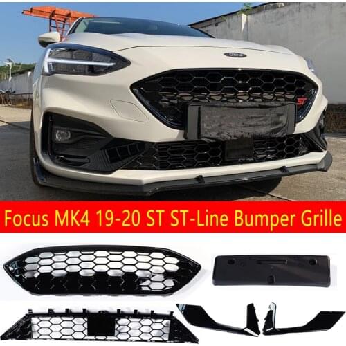 Car Front Racing Billet Upper&Lower Bumper Grille Facelift Grill For Ford Focus ST ST-Line 2019 2020 2021 MK4