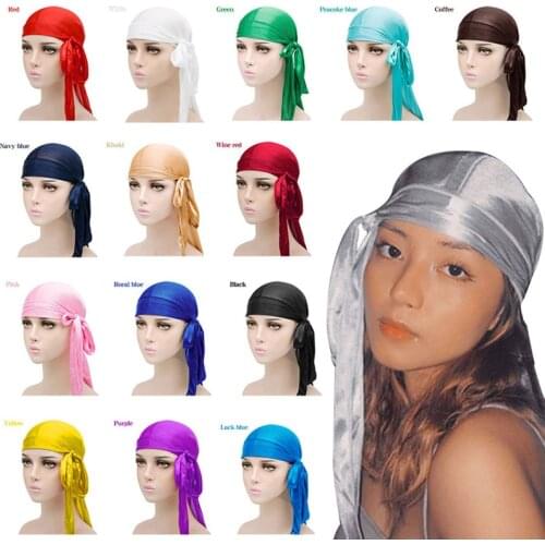 UK STOCK Unisex Men Womens Bandana Doo Durag Headwear Long Tail Soft Silk Pirate Cap Wrap outdoor cycling Durag beanie Adult Hat