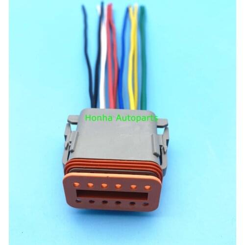 Free Shipping 1/2/5/10/20pcs Deutsch DT 12 Pin Waterproof Electrical Wire Connector Plug DT06-12S For Car wire harness