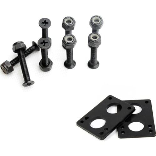 Man Women Skateboard 6mm Rubber Gasket 35mm Black Hard Ware Bolts Skateboard Parts Double Rocker Parts Screws