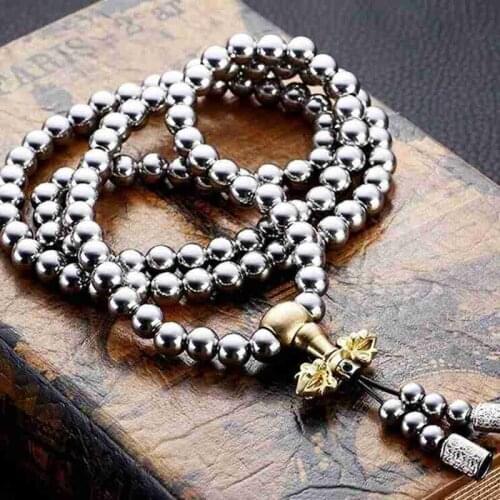 Outdoor Self-defense Hand Bracelet Steel 108 Buddha Beads Necklace Chain Titanium Steel Metal Accessories
