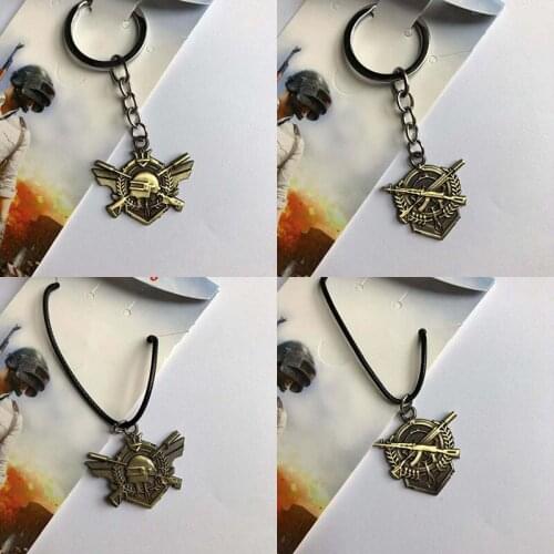 Classic Game PUBG Keychain Creative Metal Souvenir Shield Backpack Handbag Car Key Accessories Pendant Keyring Necklace Gift New