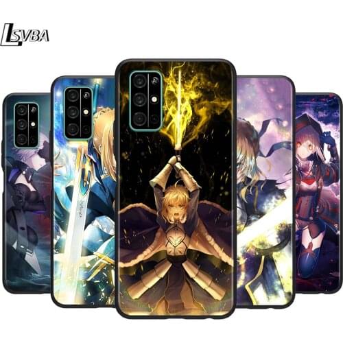 Fate saber for Huawei Honor 30 20S 20 10i 9S 9A 9C 9X 8X 10 9 Lite 8A 7C 7A Pro Phone Case Black Cover