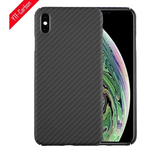 YTF-carbon real pure carbon fiber phone case for iphone xs max Ultra-thin Anti-fall business cover case i x xs xr Aramid shell