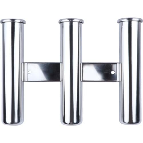 3 Tube Rod Holder Triple Stainless Steel Vertical Multi-use Fishing Rod Holder Wall-hung Style For Boat Yacht