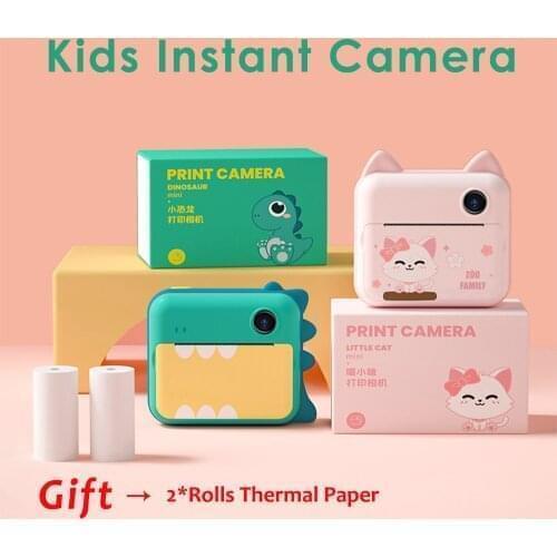200DPI 1080P HD Instant Printer Camera for Children Digital Front Rear KidsToys with Thermal Photo Paper Gift for Girl Boy