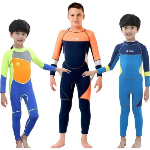 Hisea Kids Wetsuit for boy 2-14 years One-pieces Long Sleeves Warm Diving Suit 2.5mm neoprene Surfing Suit winter swimming