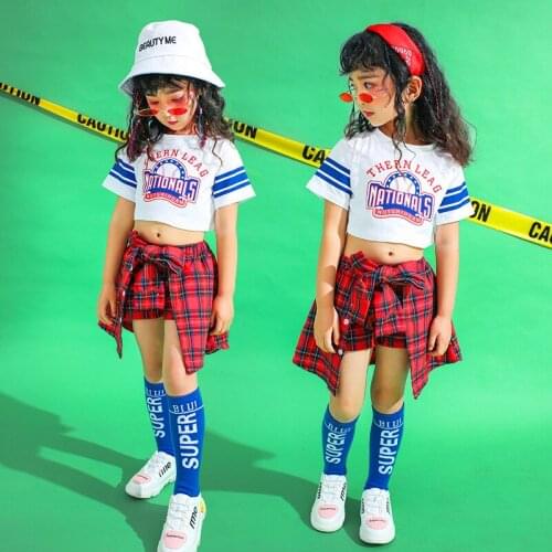 Childrens Costume Show Kids Ballroom Jazz Dancing Costumes for Girls T Shirt Crop Tops Jogger Pants Hip Hop Dance Clothes