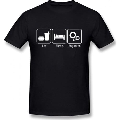 Cool Vintage T Shirts Eat Sleep Engineer Tshirts Cotton Short Sleeve Engineering Career Occupation Funny Technology T-shirts