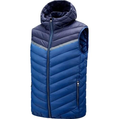 Men Sleeveless Jacket Men Down Vest Mens Warm Thick Hooded Coats Male Work Waistcoat Men Fashion Hooded Jacket Vest