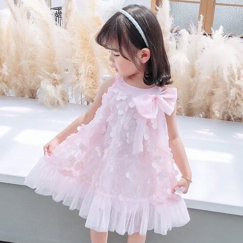 Summer Kids Clothes Cute Toddler Girls Princess Dress Bow Tie Butterfly Jacquard Weave Cute Kids Costume Girls birthday party