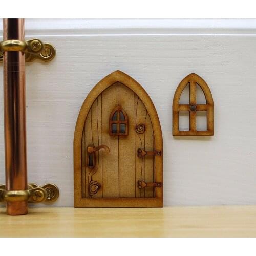 Dollhouse Miniature Furniture Sleeping DIY 3D DIY Door Decoration Wooden Door Craft Kit with Flower Children Kids Boys Girls Toy