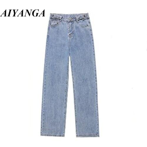 Korean Fashion Loose Jeans For Women High Waist Wide Leg Femme Trousers Casual Button Up Denim Mom Pants 2021 Washed Jean Pant