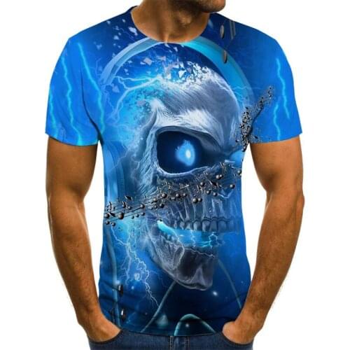 MenS Hip-Hop Horror Skull T-Shirt 3d Printing Men T-Shirt Summer Fashion Casual Punk Style Interesting Summer Hot Sale