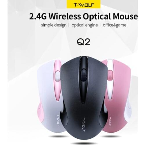 T-WOLF Q2 2.4G Wireless Mouse Optical Office Mouse 3 Button 1200 DPI Ergonomic Mouse Computer Gaming Mice for PC/Laptop/Computer