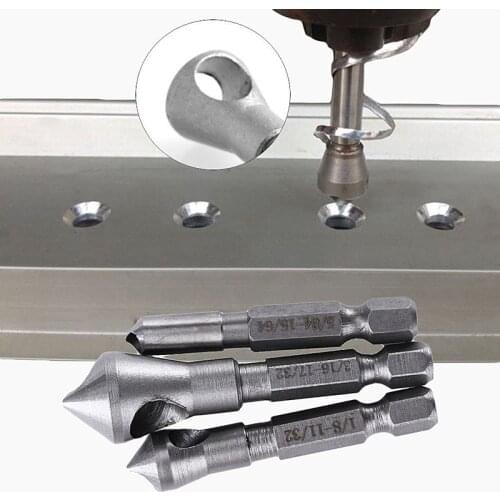 3Pcs Set HSS Countersink Deburring Drill Bit Metal Taper Hole Saw Cutter Chamfering Power Drills Hand Tool Bits Cutting