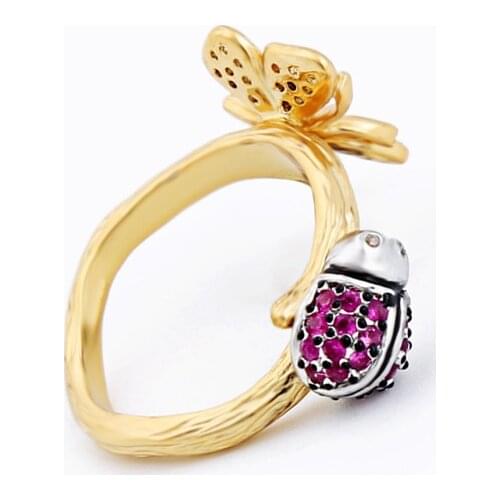 New Arrival Fashion High Quality Crystal Ring For Women Wholesale Handmade Wedding Ladybug/Butterfly Ring Jewelry Accessory