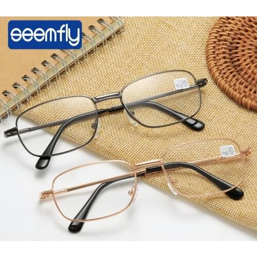 Seemfly Metal Reading Glasses Oval Clear Lens Presbyopic Glasses Men Women Optical Spectacle Eyewear Diopter +1.0 1.5 2 2.5 3.5