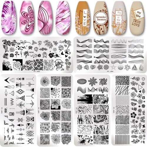 PICT YOU Nail Stamping Plates Flower Geometry Animals Stamp Template Stainless Steel Design Stencil Tools Nail Art Image Plate