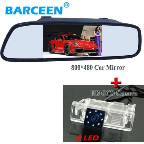 Fit for Benz Viano vito colorful night vision car parking camera + 8 led lights with black 4.3" car mirror monitor 800*480