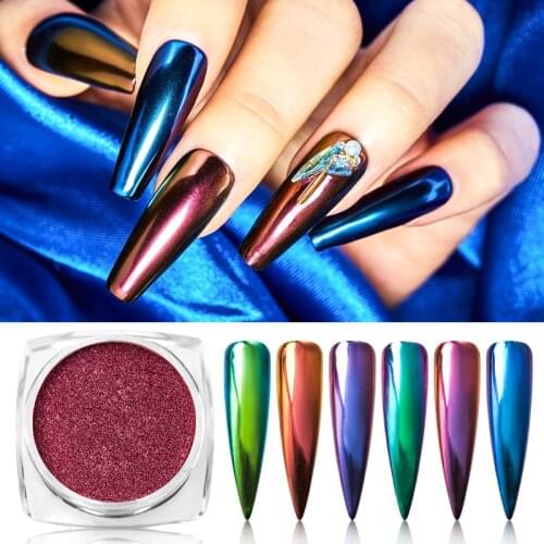 Mtssii 1/0.1g Chameleon Mirror Laser Nail Glitter Powders Auroras Effect Nail Art Chrome Pigment Dust DIY Design Decoration
