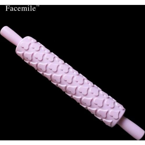 Facemile Heart Pattern Embossed Rolling Pin Cake Sugarcraft Gum Decorating Tool Fondant Pastry Tools 04007 Gift