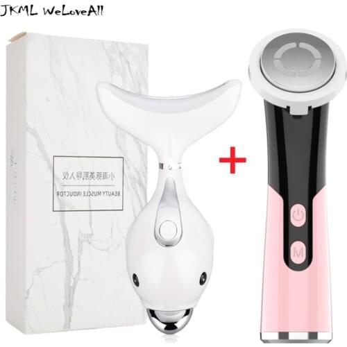 RF&EMS lifting Beauty LED Photon Face Skin +3 Colors LED Photon Therapy Neck Massager Face Lifting Tool
