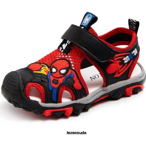 Disney Children Boys Sandals High Qualtiy Spiderman Mesh Cut-outs Child Summer Big Boy Sandalias Childrens Shoes Kids