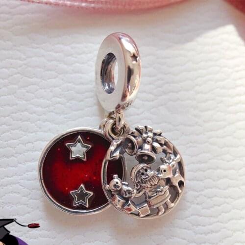 Santa Love Peace Joy Dangle Charm 925 Sterling Silver Charms Beads Fit Bracelets Pendant Necklaces DIY Christmas Gift Jewelry