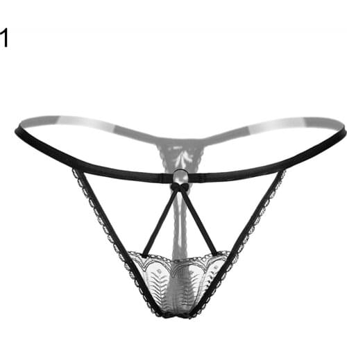 Sexy Lace Strap G-String Hollow out Elastic Thong Underwear Womens Underpants