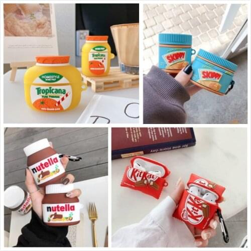 Cute for AirPods Pro Case Bluetooth Earphone Case for Apple Airpods2 Funny 3d Nutella Chocolate Sauce Protective Cover with Hook