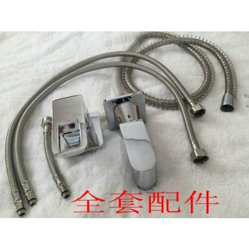 Wash basin separated type faucet mixer , Bathroom cabinet wall basin concealed split type hot and cold faucet, retractable pull