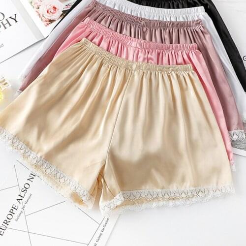 Safety Short Pants For Women High Waist Lace Boyshort Boxer Shorts Panties Under The Skirt Seamless Loose Cozy Ice Silk Homewear
