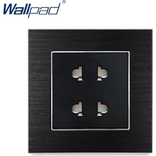 4 Pin Universal Socket Wallpad Luxury Satin Metal Panel EU Universal Electric Wall Power Socket Electrical Outlets For Home