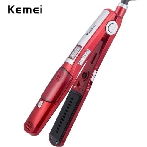 Kemei Vapor Hair Straightener Comb Brush Flat Iron Professional Steam Curler Ceramic Hair iron Electric Hair Straightening