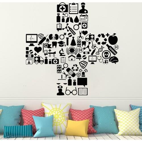 Vinyl Wall Decal Medicine Hospital Symbol Clinic Doctor Nurse Stickers Unique Gift Bedroom Livingroom Decal decoration HY599