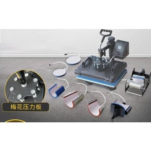 Eight syncretic multifunctional manual figure hot t-shirts printed pyrograph machine stamping press baking cup machine