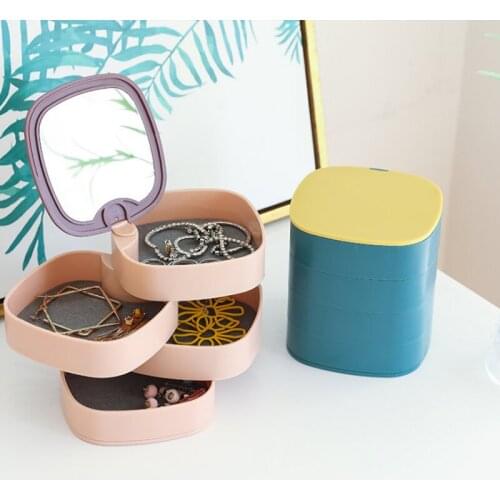 Rotating Jewelry Box Creative Ring Earrings Necklace Storage Box Desktop Accessories Multi-layer Portable Jewelry Rack