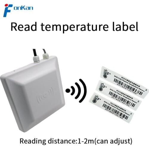 FONKAN UHF 860-960MHZ Rfid Integrated Reader Read Industrial Passive Temperature Sensor Tag 2M Remote Measurement