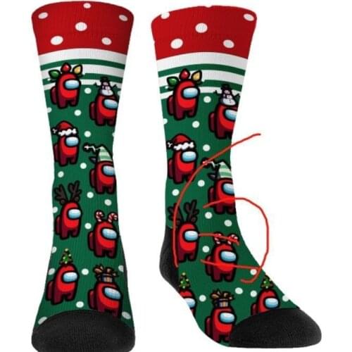Adults Winter Christmas Stocking Cartoon Pattern Print Socks Long Tube Socks for Women Men