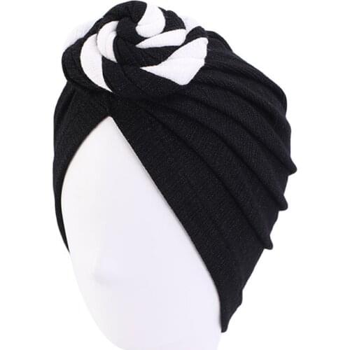 2020 NEW Double Color Donuts Turban Caps For Women Headband Turban Femme Musulman Knotted Indian Hat Ladies Hairloss Chemo Cap